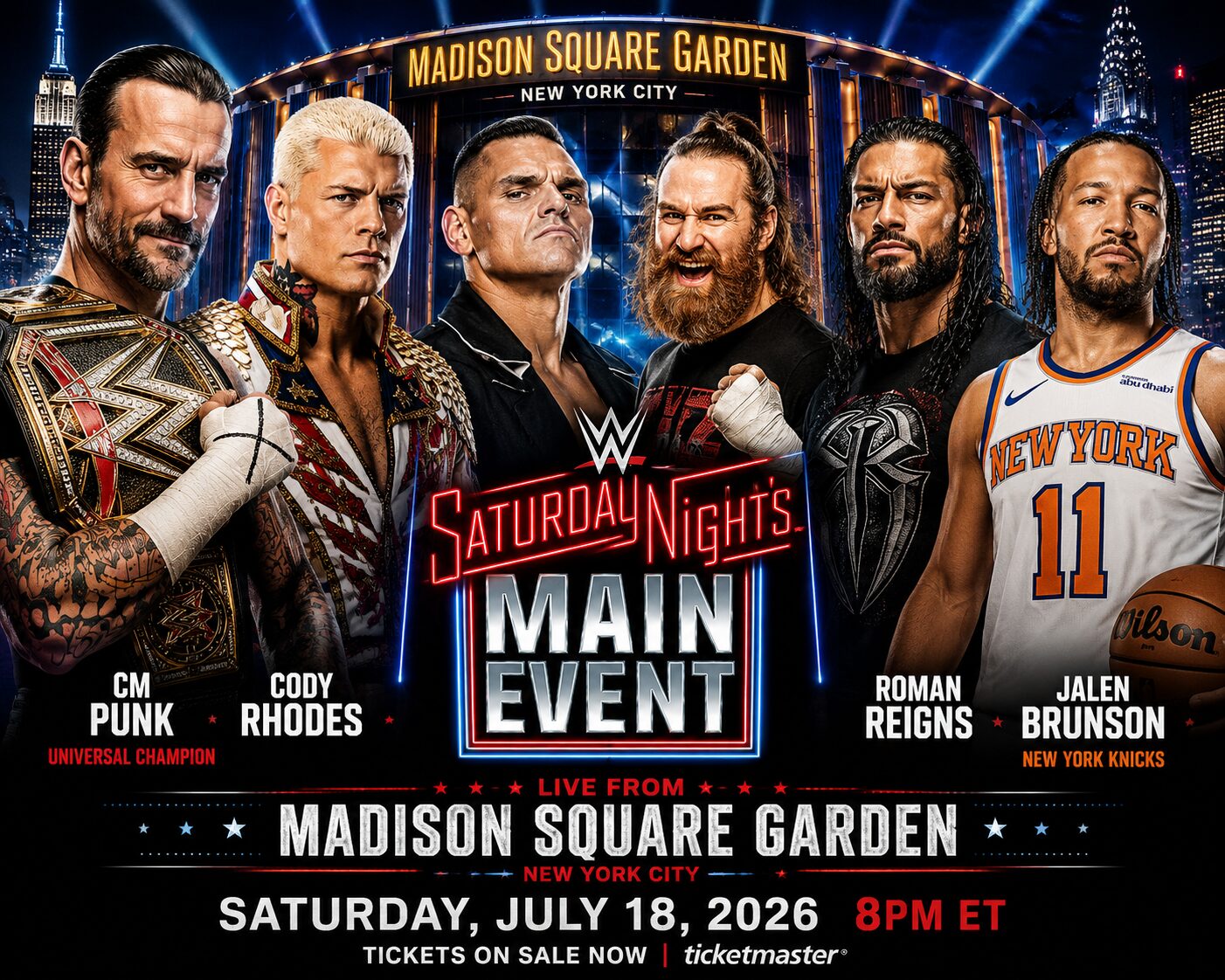 Betting Odds for WWE Saturday Night’s Main Event Returns to MSG in 2026